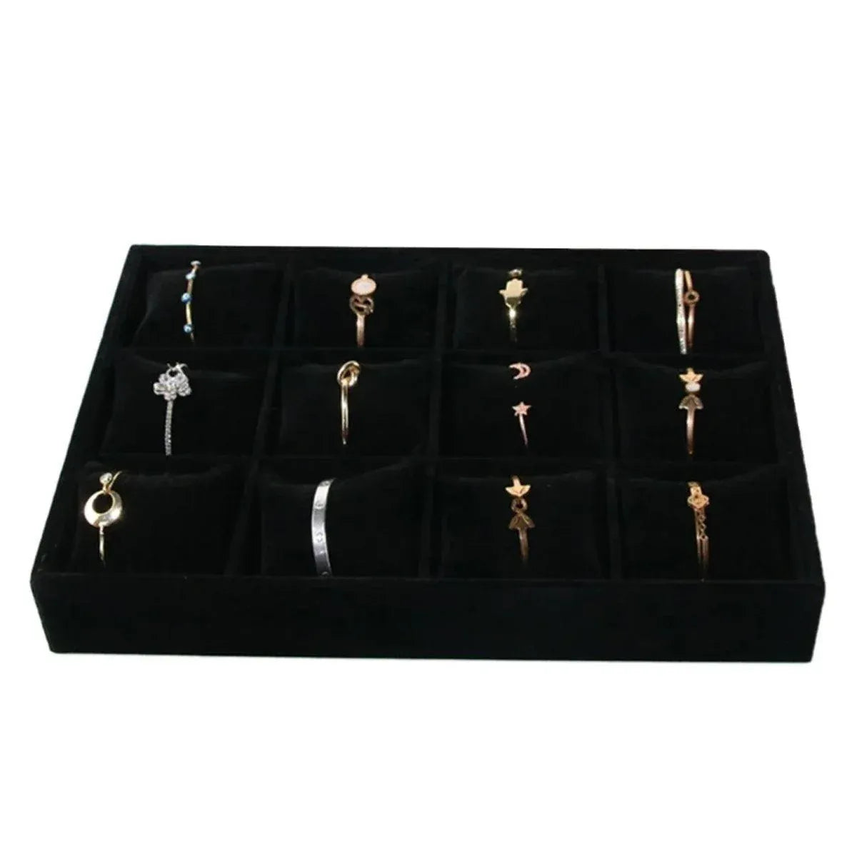 1-Piece Black Velvet Watch and Jewellery Display Tray