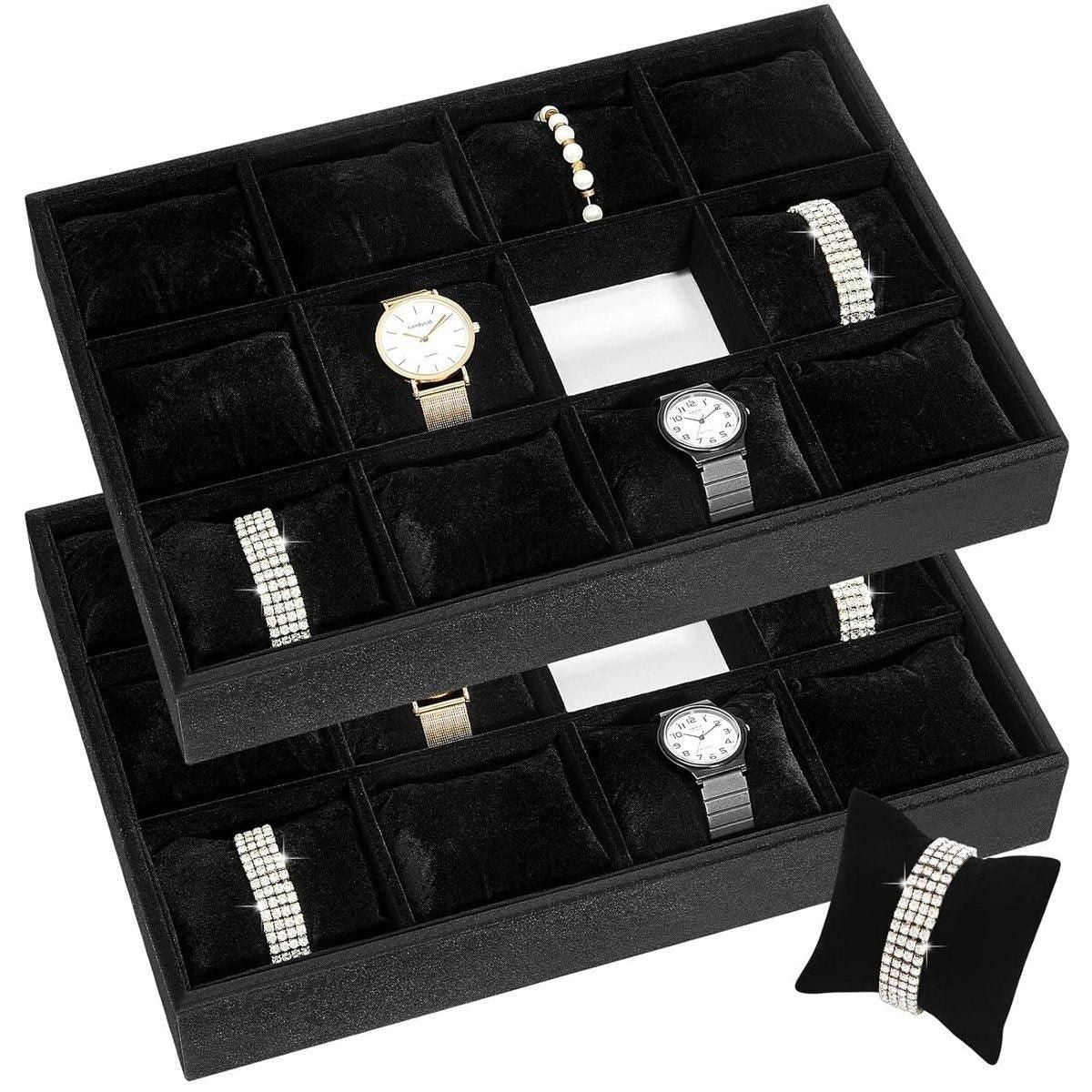 1-Piece Black Velvet Watch and Jewellery Display Tray