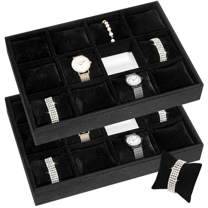 1-Piece Black Velvet Watch and Jewellery Display Tray