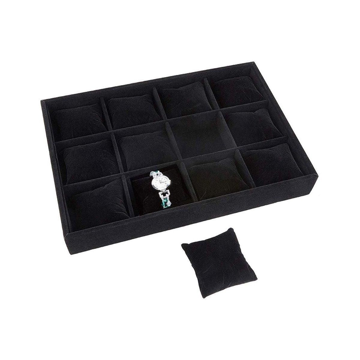 1-Piece Black Velvet Watch and Jewellery Display Tray