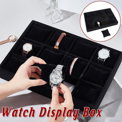 1-Piece Black Velvet Watch and Jewellery Display Tray