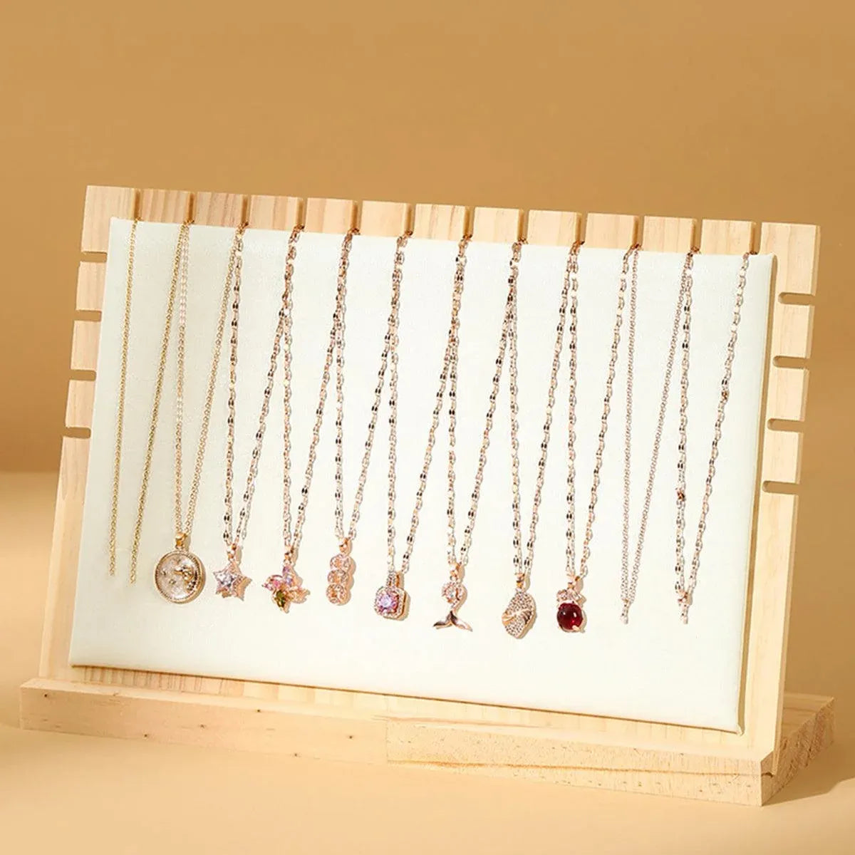 Jewellery Display Rack Necklace Hanging Organiser Jewellery Storage Rack Stand - Beige