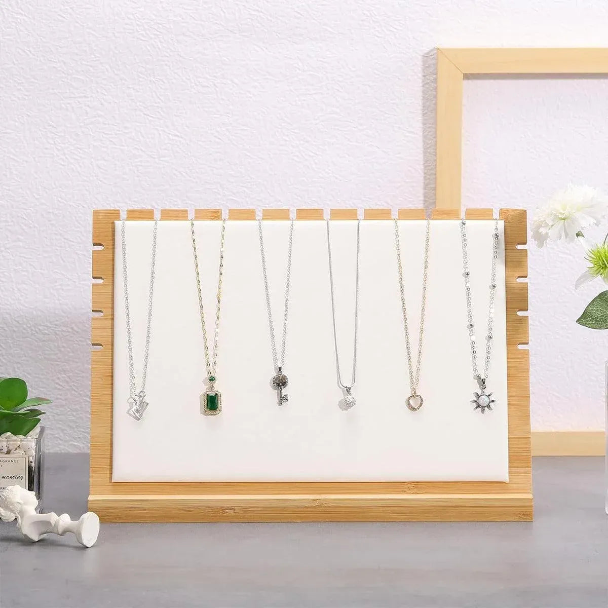 Jewellery Display Rack Necklace Hanging Organiser Jewellery Storage Rack Stand - Beige