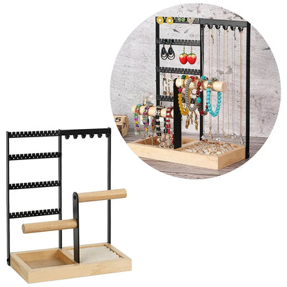 Jewelry Earring Bracelet Display Rack Jewellery Stand Necklace Organizer Holder - White