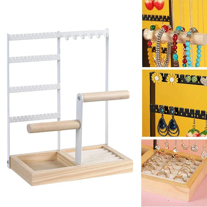 Jewelry Earring Bracelet Display Rack Jewellery Stand Necklace Organizer Holder - White