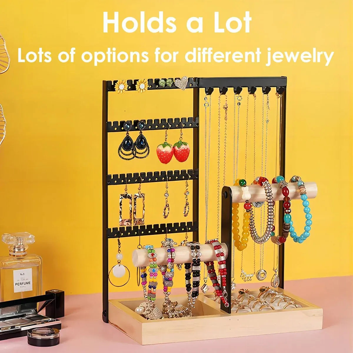 Jewelry Earring Bracelet Display Rack Jewellery Stand Necklace Organizer Holder - White