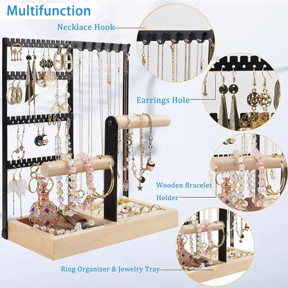 Jewelry Earring Bracelet Display Rack Jewellery Stand Necklace Organizer Holder - White