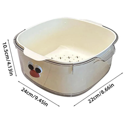 2 in 1 Cute Double Draining Fruit Basket Dishwashing Colander for Household - White