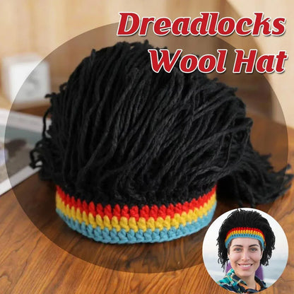 1-Piece Black Knitted Novelty Wig Hat