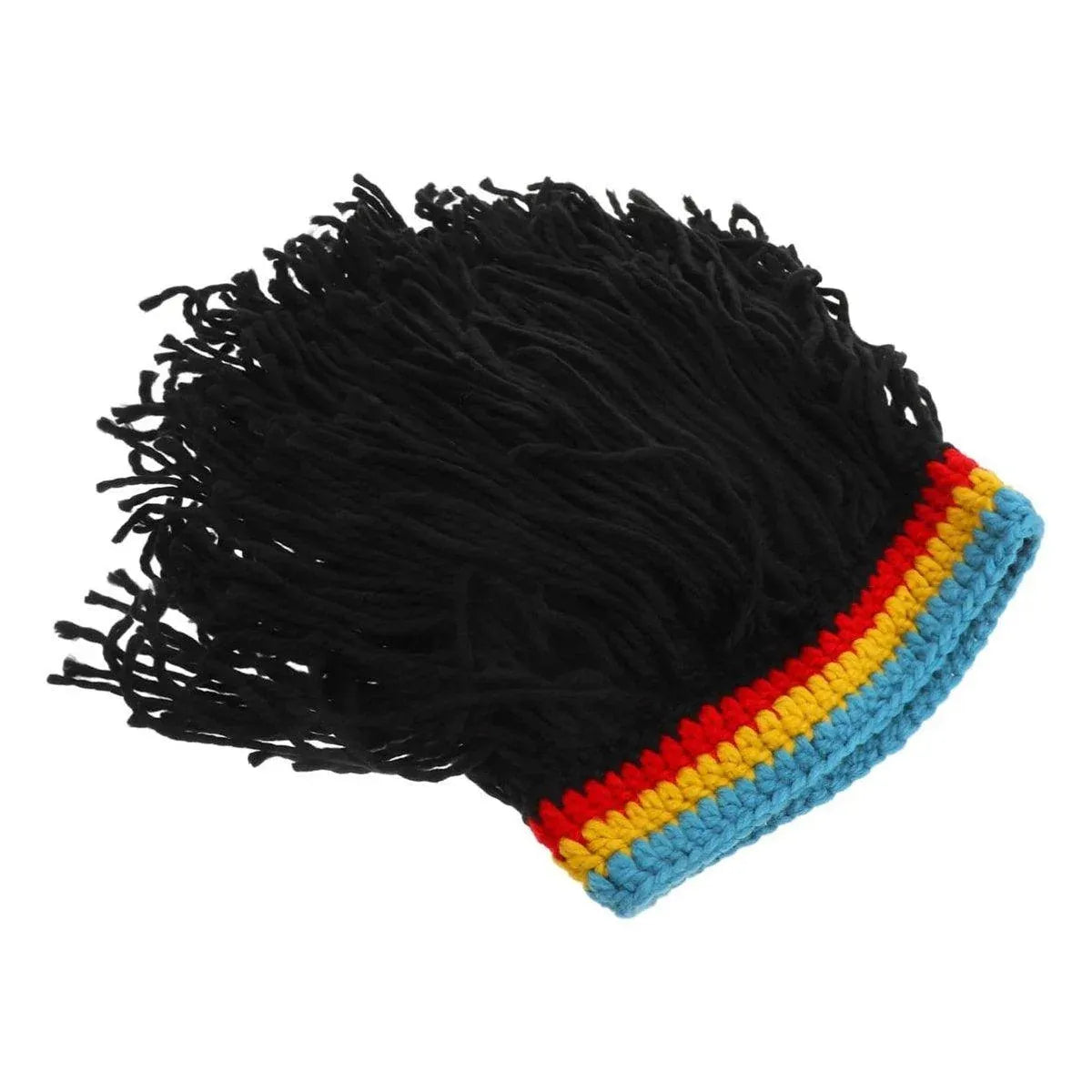 1-Piece Black Knitted Novelty Wig Hat