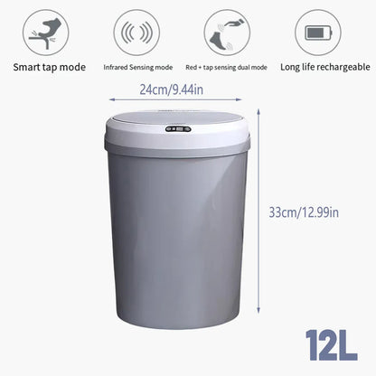 1-Piece 12L Automatic Sensor Bin, Grey