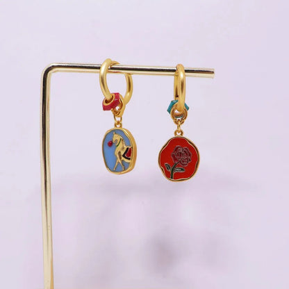 2-Piece Multicolour Floral Drop Earring Pair