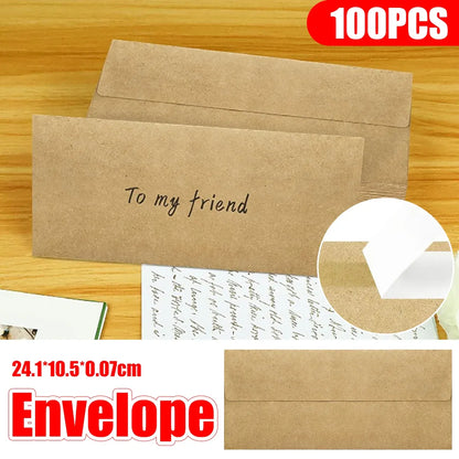 100Pcs Blank Kraft Paper Self Adhesive Business Envelope Mailing PeelSeal Use