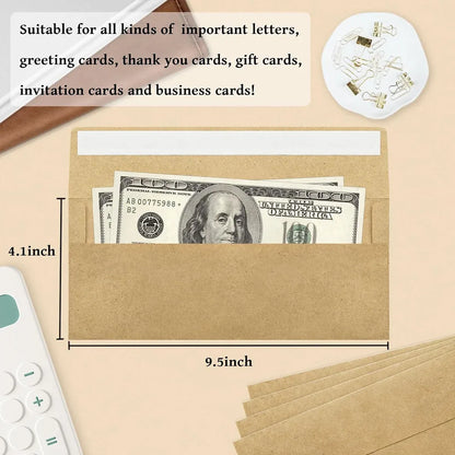 100Pcs Blank Kraft Paper Self Adhesive Business Envelope Mailing PeelSeal Use
