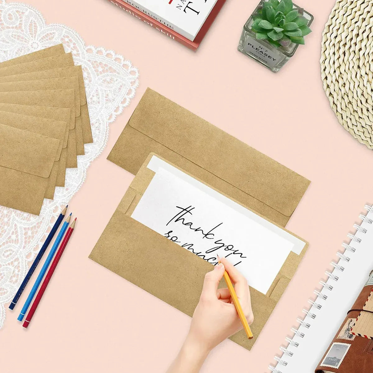 100Pcs Blank Kraft Paper Self Adhesive Business Envelope Mailing PeelSeal Use
