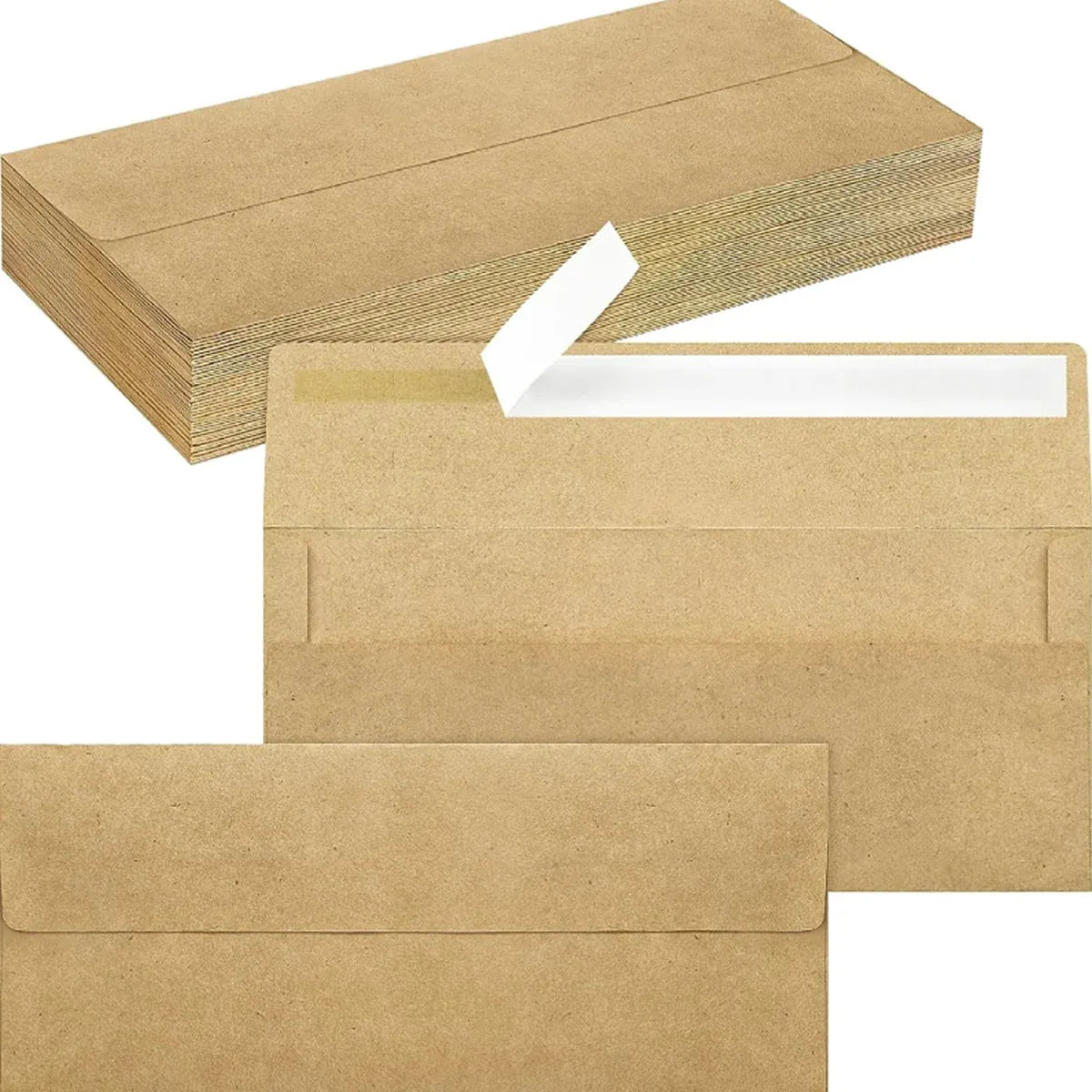 100Pcs Blank Kraft Paper Self Adhesive Business Envelope Mailing PeelSeal Use
