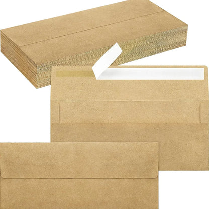 100Pcs Blank Kraft Paper Self Adhesive Business Envelope Mailing PeelSeal Use