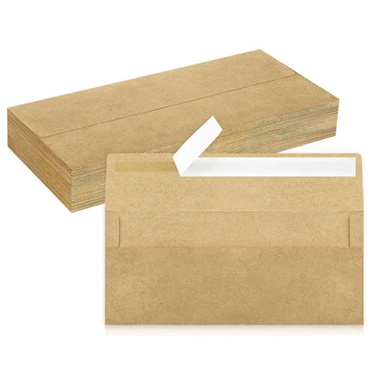100Pcs Blank Kraft Paper Self Adhesive Business Envelope Mailing PeelSeal Use