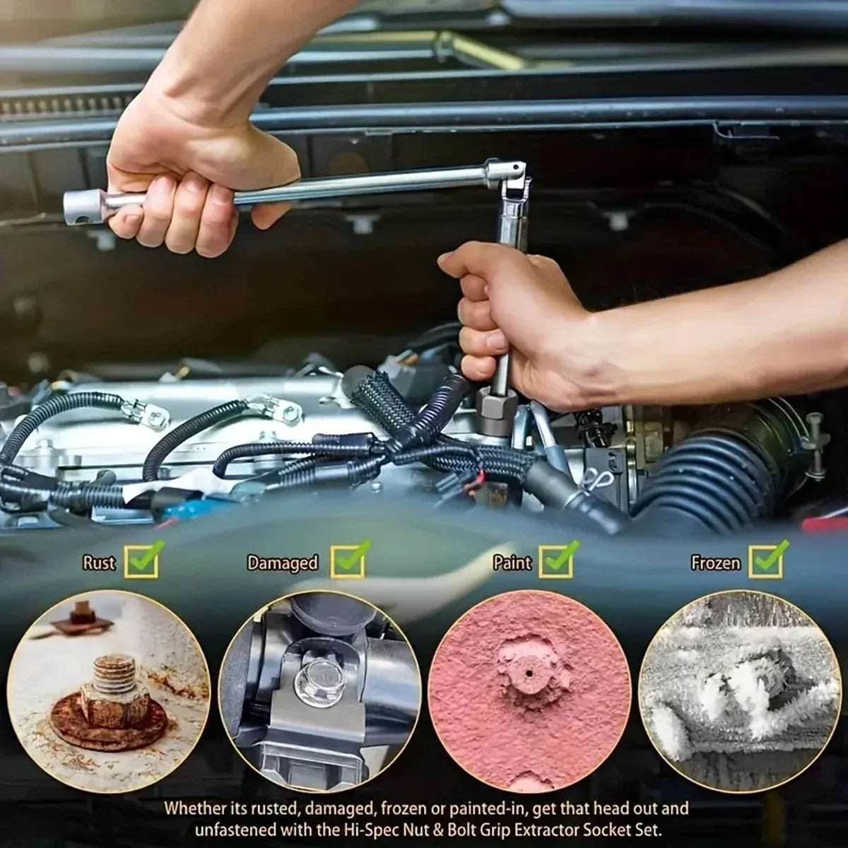 14PCS Nut Extractor Damaged Bolt Remover Tool Set High Hardness Anti-Slip