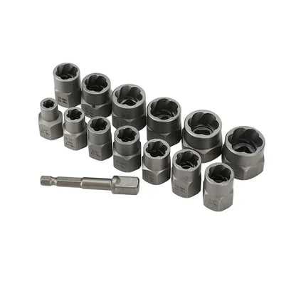 14PCS Nut Extractor Damaged Bolt Remover Tool Set High Hardness Anti-Slip