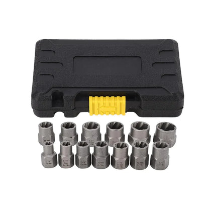 14PCS Nut Extractor Damaged Bolt Remover Tool Set High Hardness Anti-Slip