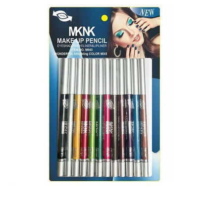 12 Pcs Coloured Eyeliner Pencil Set, Retractable Eye Makeup Pencils in Assorted Colours