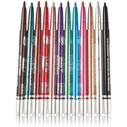 12 Pcs Coloured Eyeliner Pencil Set, Retractable Eye Makeup Pencils in Assorted Colours