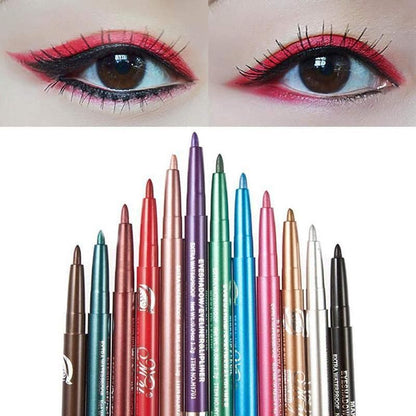 12 Pcs Coloured Eyeliner Pencil Set, Retractable Eye Makeup Pencils in Assorted Colours