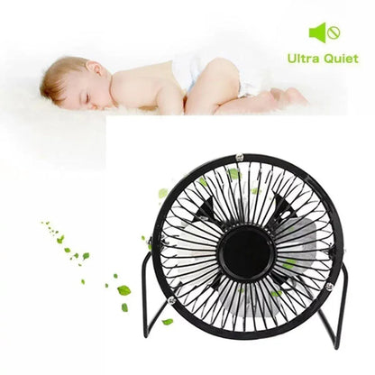 USB Desk Fan 4 Inch Metal Frame Black Portable Table Fan, 1 Piece