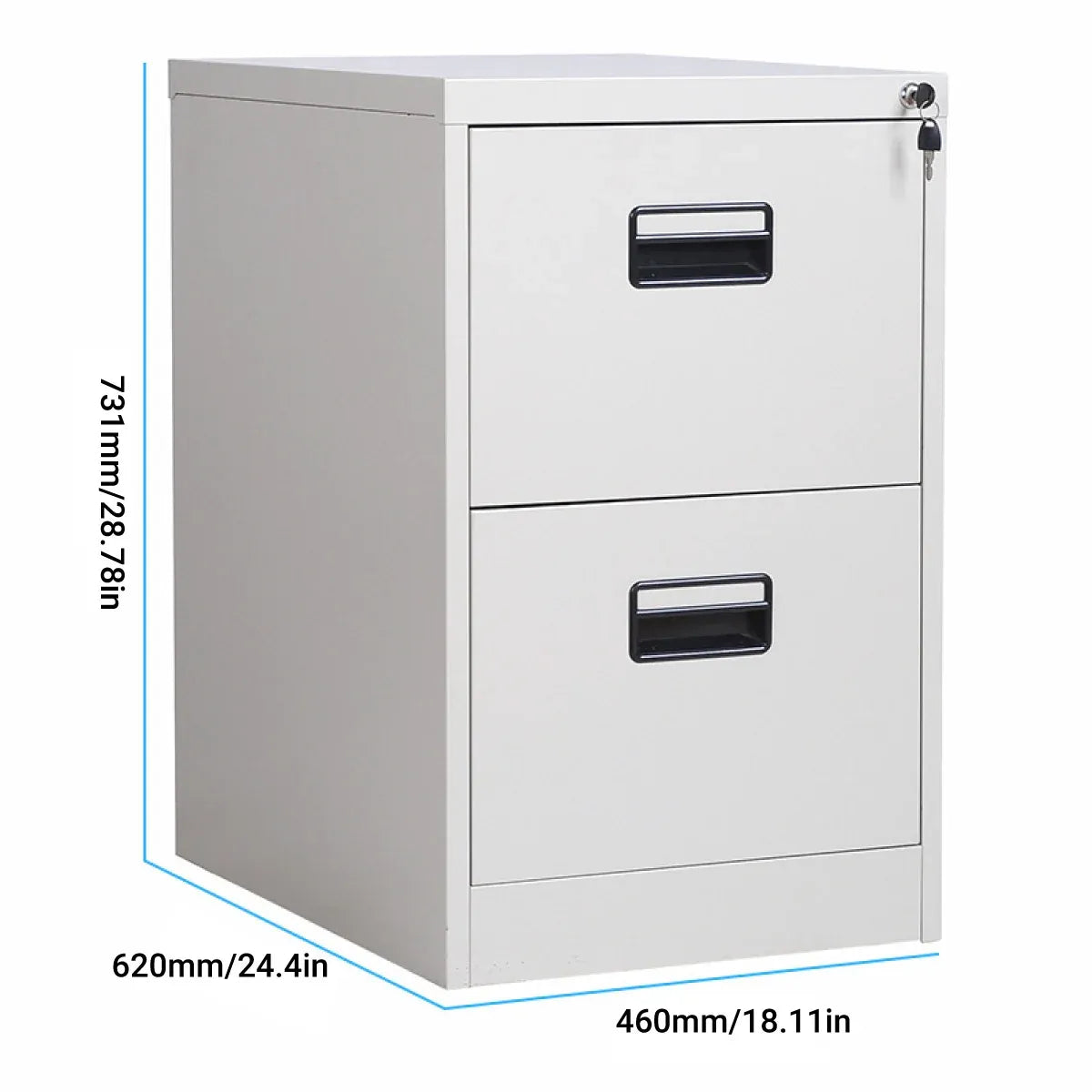 2 Drawer Lockable Steel File Cabinet Office Storage Document Organiser Secure