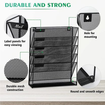 6 Layer Grid File Organizer Office Document Storage Rack Desktop Paper Sorter