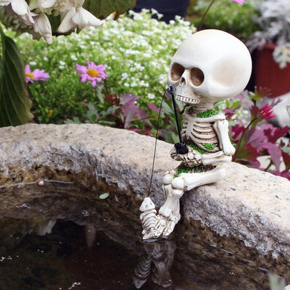 1-Piece Fishing Skeleton Garden Ornament