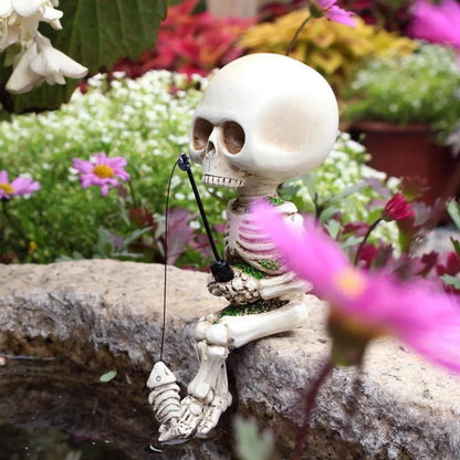 1-Piece Fishing Skeleton Garden Ornament