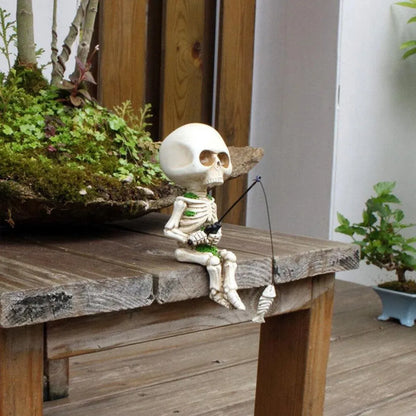 1-Piece Fishing Skeleton Garden Ornament