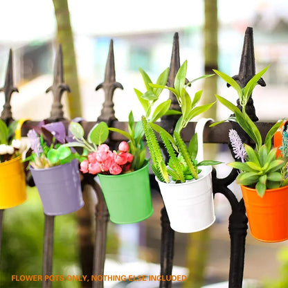 10PCS Hanging Metal Flower Bucket Durable Multicolour for Balcony Garden Decor