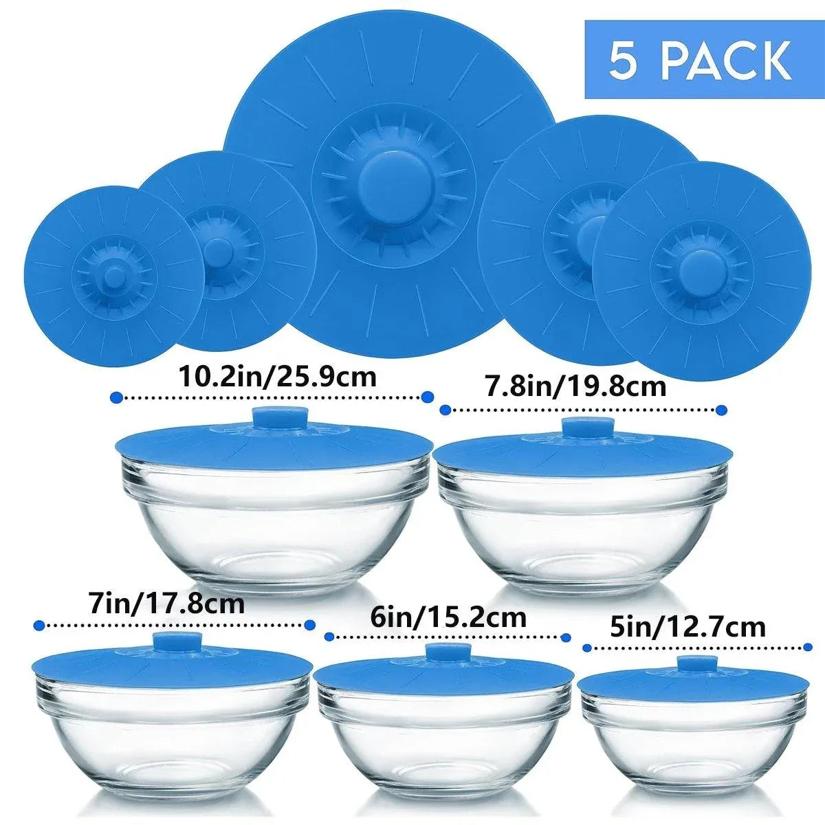5-Piece Blue Food Cover Set in Assorted Sizes