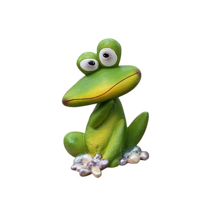 Outdoor Garden Frog Ornament Lawn Statue Animal Decor Resin Craft Sculpture - Green