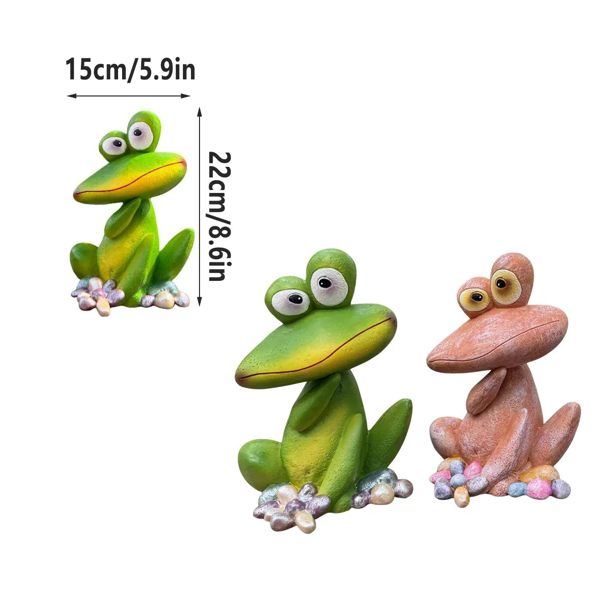 Outdoor Garden Frog Ornament Lawn Statue Animal Decor Resin Craft Sculpture - Green
