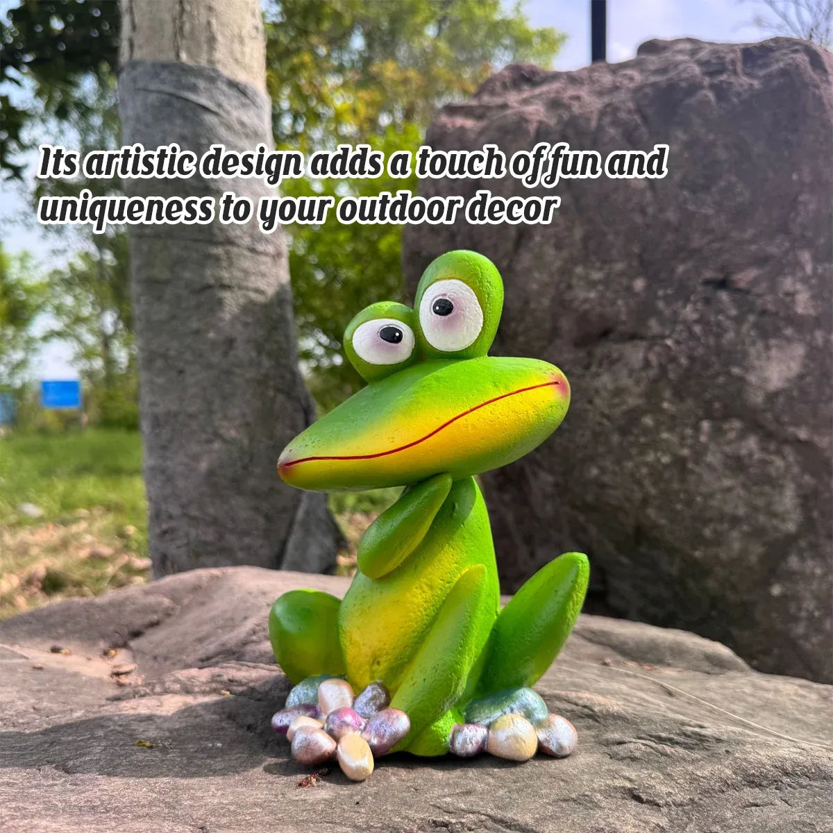Outdoor Garden Frog Ornament Lawn Statue Animal Decor Resin Craft Sculpture - Green