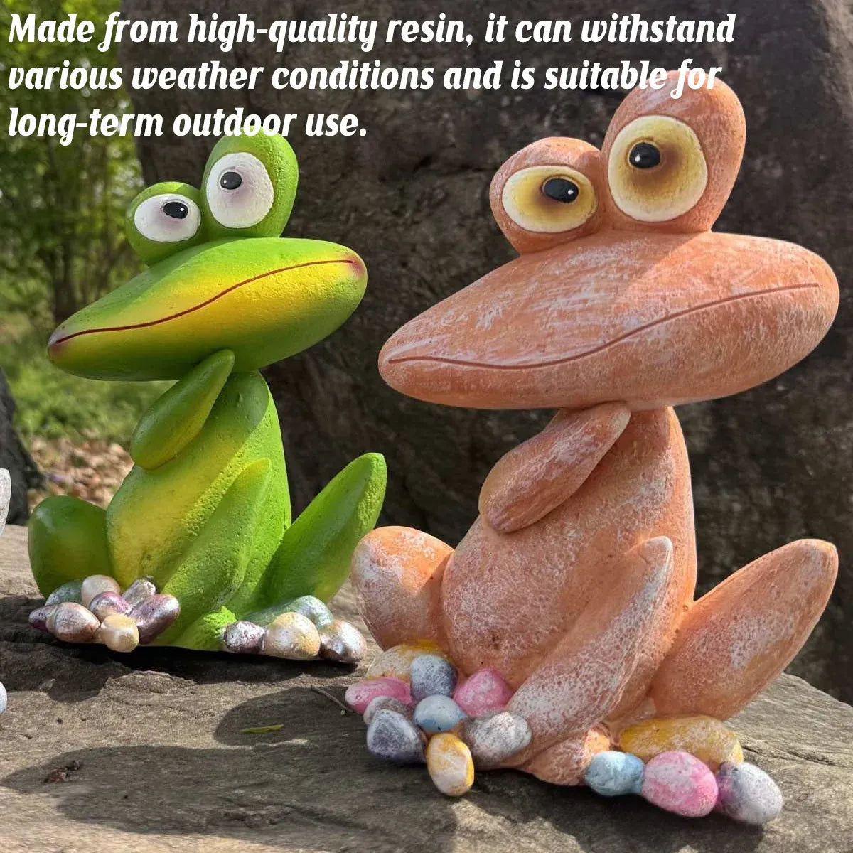 Outdoor Garden Frog Ornament Lawn Statue Animal Decor Resin Craft Sculpture - Green