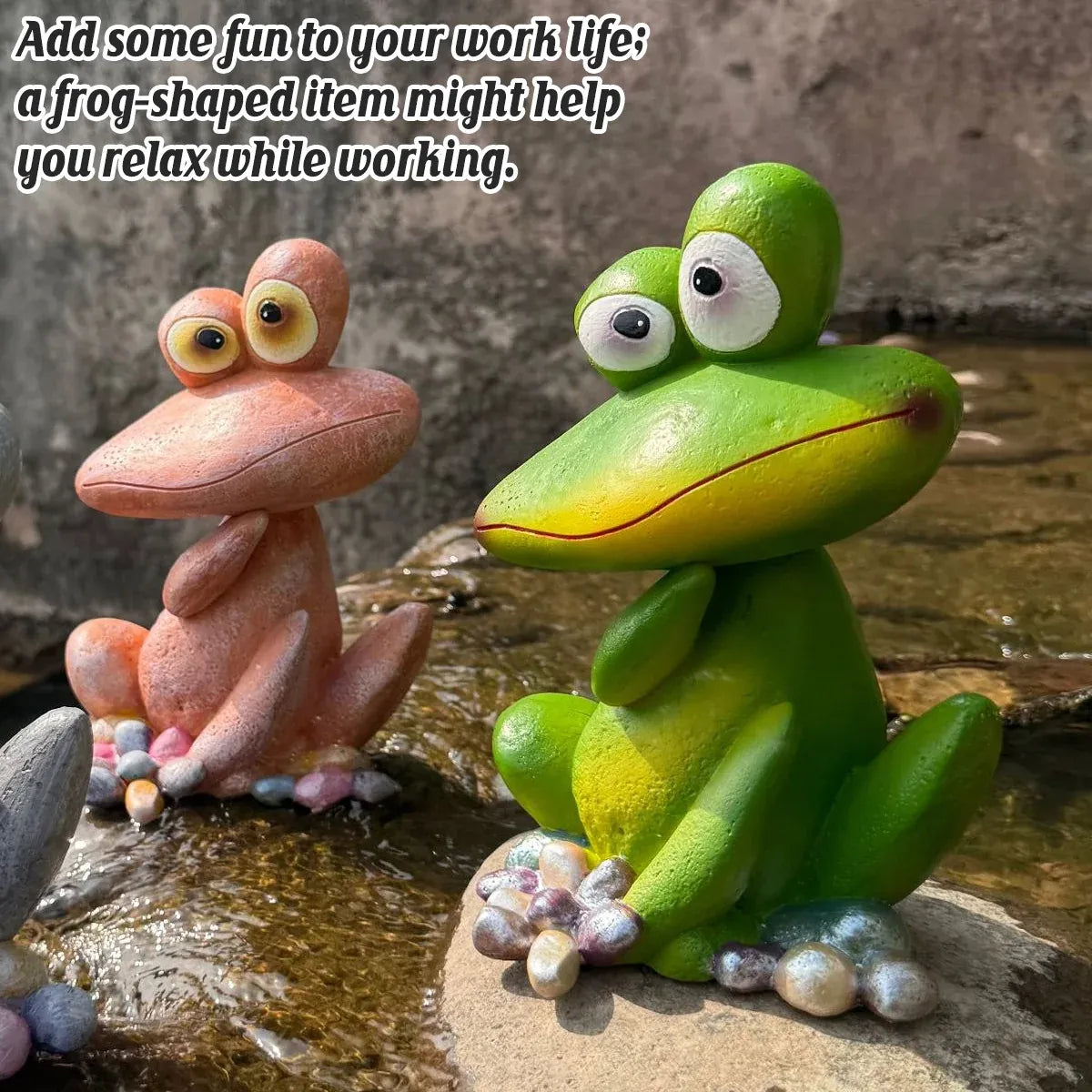 Outdoor Garden Frog Ornament Lawn Statue Animal Decor Resin Craft Sculpture - Green