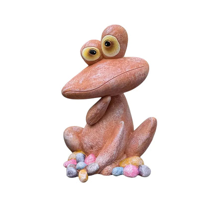 Outdoor Garden Frog Ornament Lawn Statue Animal Decor Resin Craft Sculpture - Orange