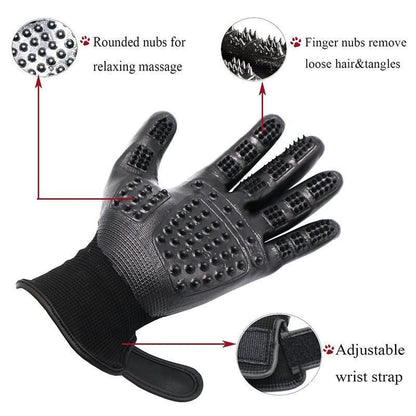 Black Pet Grooming Gloves - 1 Pair (2 Pieces)