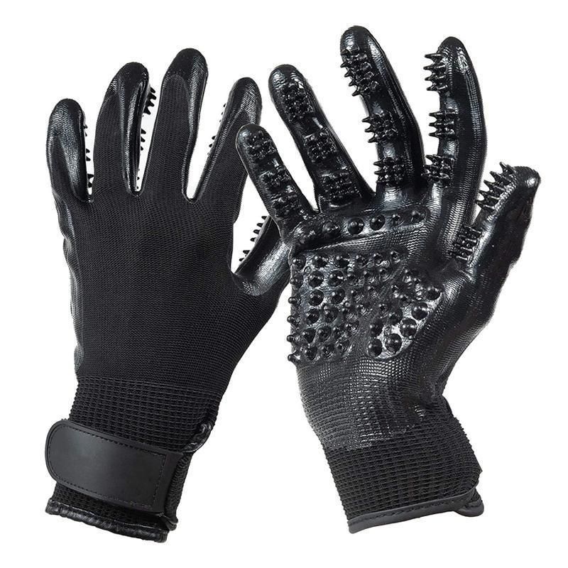 Black Pet Grooming Gloves - 1 Pair (2 Pieces)