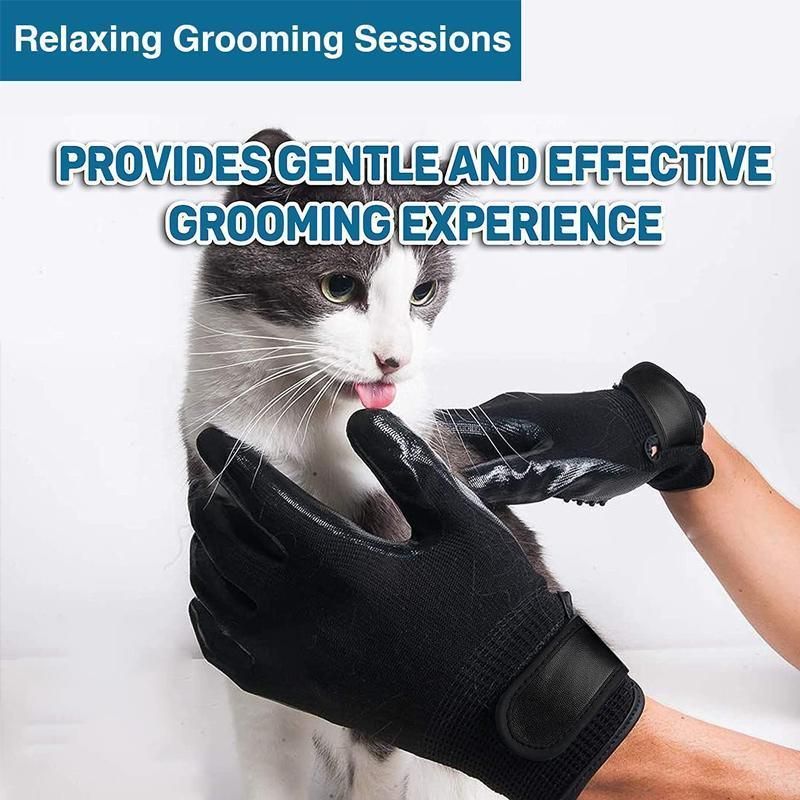 Black Pet Grooming Gloves - 1 Pair (2 Pieces)
