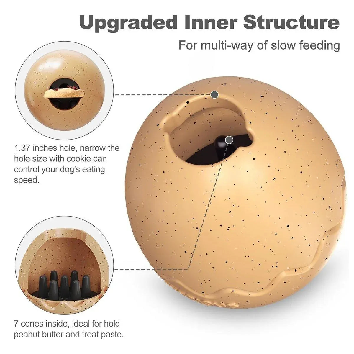 Licking Dog Gnawing Toy Slow Feeder Dinosaur Eggs Interactive Slow Food Dog Toy - Black