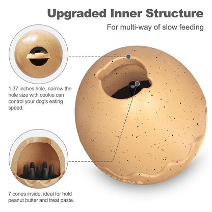 Licking Dog Gnawing Toy Slow Feeder Dinosaur Eggs Interactive Slow Food Dog Toy - Black
