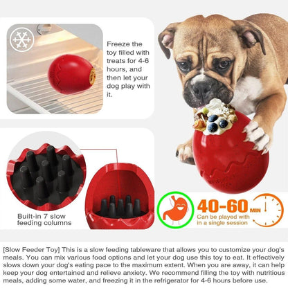 Licking Dog Gnawing Toy Slow Feeder Dinosaur Eggs Interactive Slow Food Dog Toy - Red