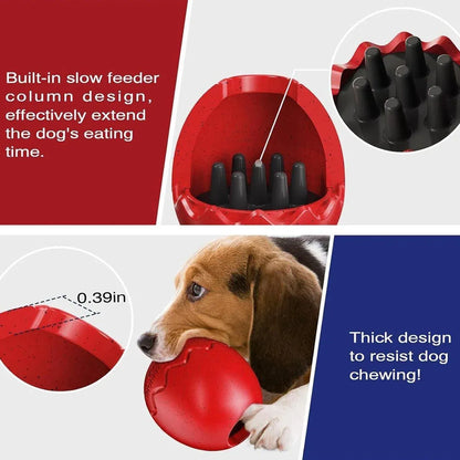 Licking Dog Gnawing Toy Slow Feeder Dinosaur Eggs Interactive Slow Food Dog Toy - Red
