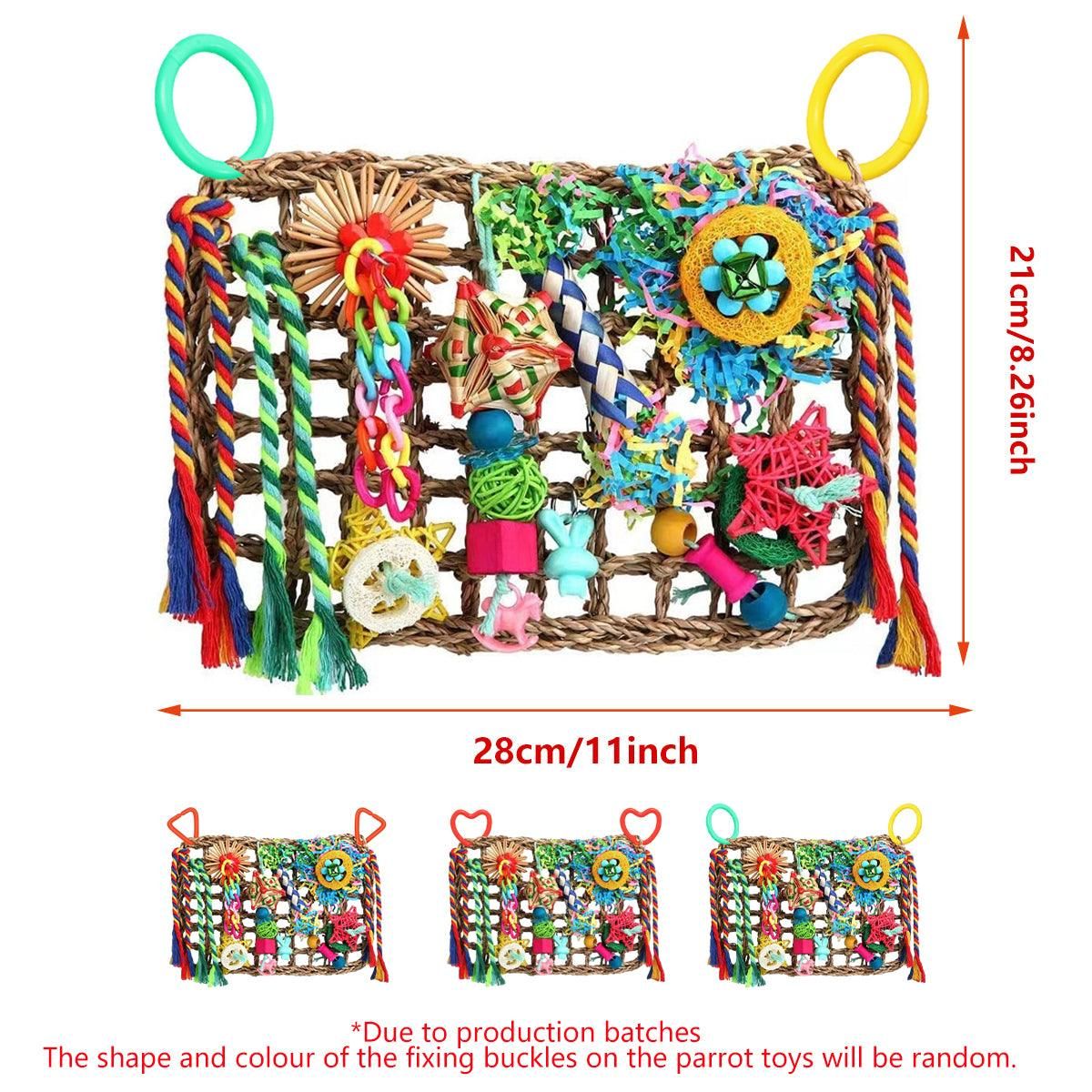 1-Piece Multicolour Bird Cage Climbing Net Toy, 28 x 21 cm